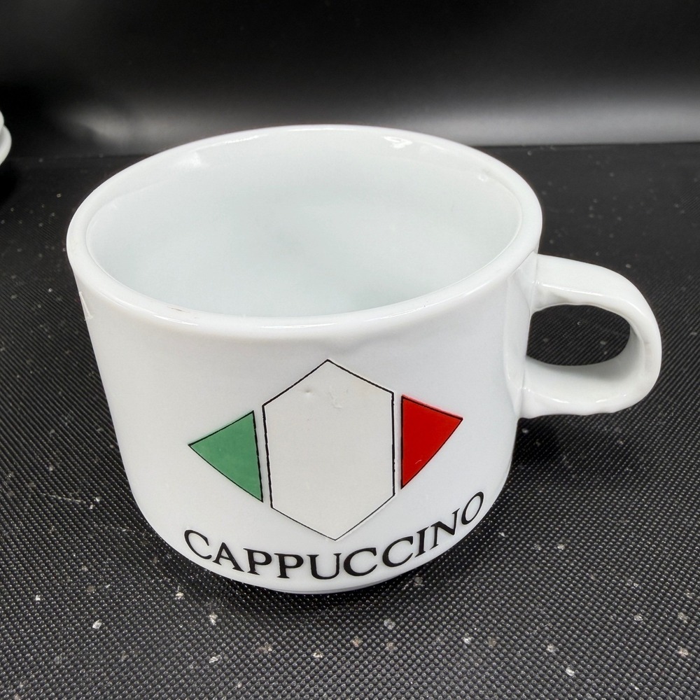 La Bomboniera Italian Flag Cappuccino Cup and Saucer Set White Ceramic 4pc - Picture 13 of 13